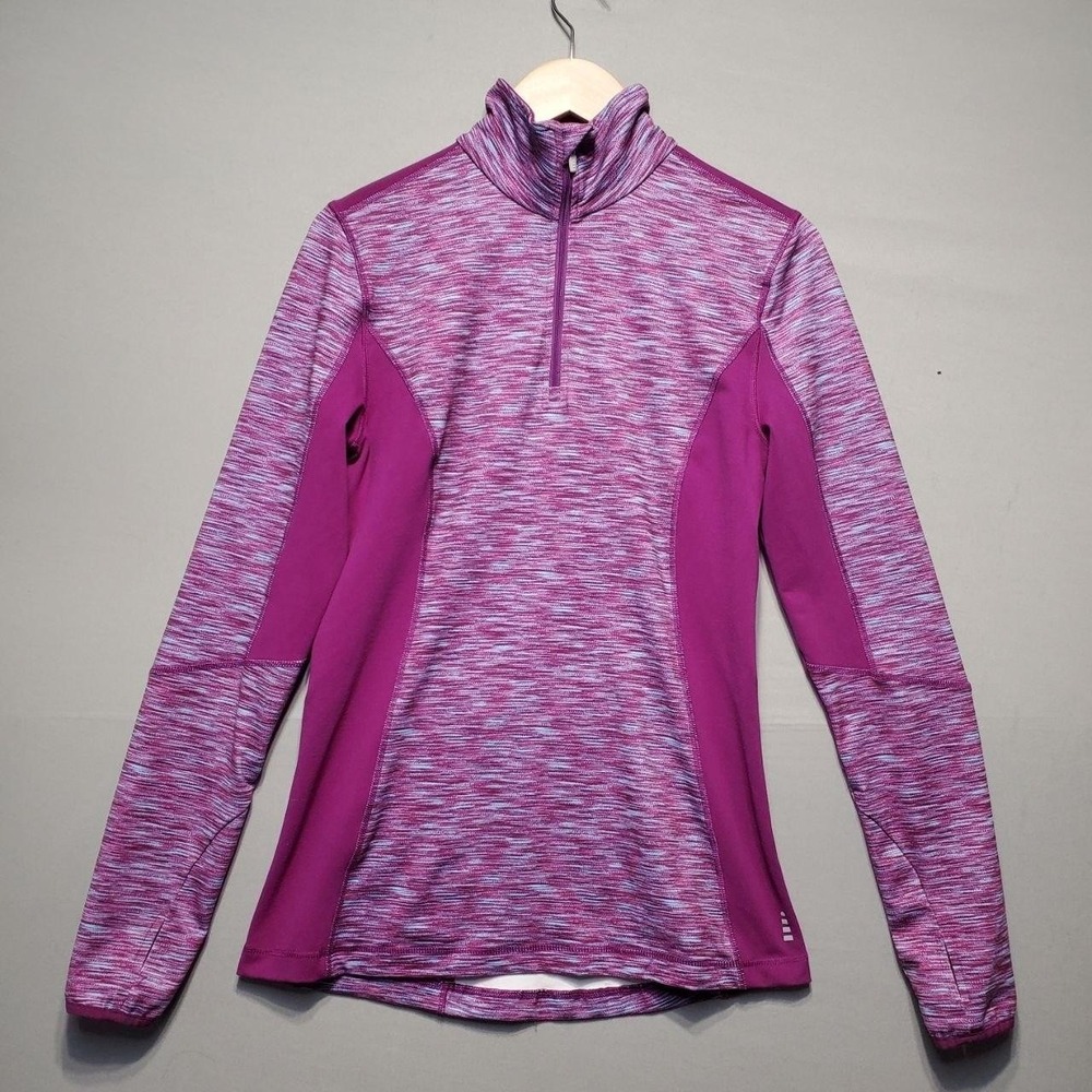 Lands End Sport Womens XS Purple Pink Space Dye Quarter Zip Activewear Pullover